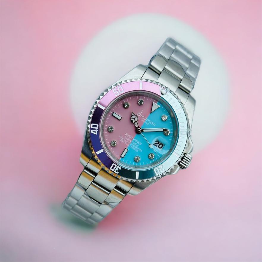 Chairman Royal Luxe Diamond Watch Cotton Candy Bezel Rolex Style