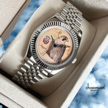 Chairman Geneve ABU DHABI Emblem Beige Dial Silver Chain Gents Watch