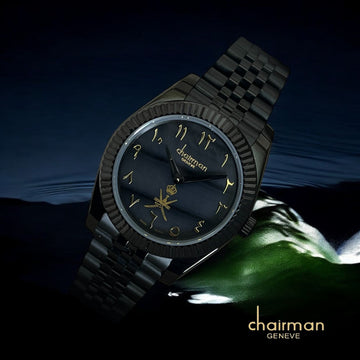 Chairman Geneve Arabic Black Dial Black Chain Gents Watch
