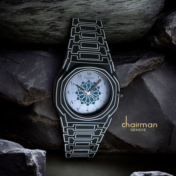 Chairman Geneve Arabic Blue Dial Black Poly Carbon Gents Watch