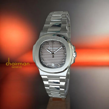 Chairman Geneve Arabic Dated Black Dial Silver Chain Gents Watch