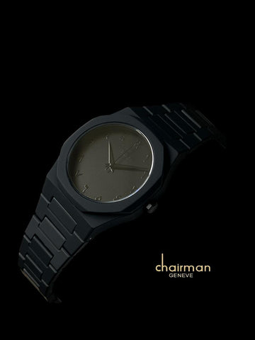 Chairman Geneve Arabic Green Dated Black Chain Gents Watch