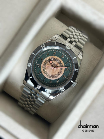 Chairman Geneve Arabic Multi Color Dial Silver Strap Watch