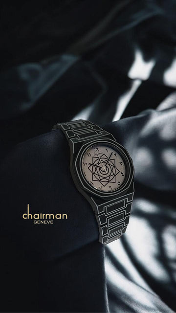 Chairman Geneve Arabic Pink Dial Black Poly Carbon Gents Watch