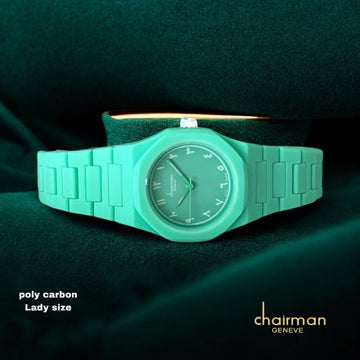 Chairman Geneve Baby Green Arabic Dial Poly Carbon Lady Size Watch