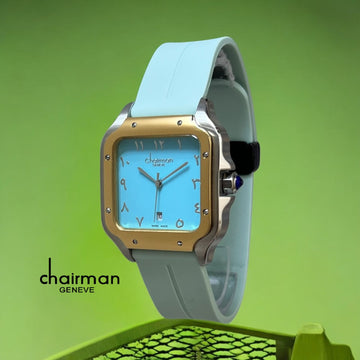 Chairman Geneve Dated Arabic Sky Blue Dial Sky Blue Strap Gents Watch