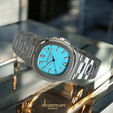 Chairman Geneve Dated Sky Blue Dial Silver Strap Gents Watch