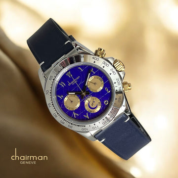Chairman Geneve Daytona Blue Arabic Mechanical Dial Blue Strap Gents Watch