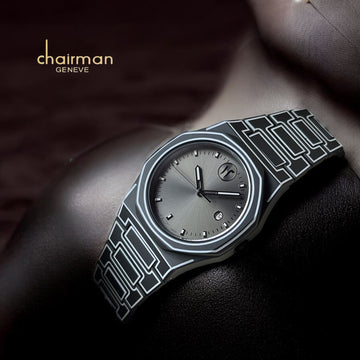 chairman Geneve Grey Dated Dial Black Poly Carbon Gents Watch