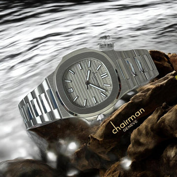 Chairman Geneve Grey Dated Dial Silver Chain Gents Watch