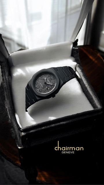 Chairman Geneve Marble Dated Dial Black Poly Carbon Gents Watch