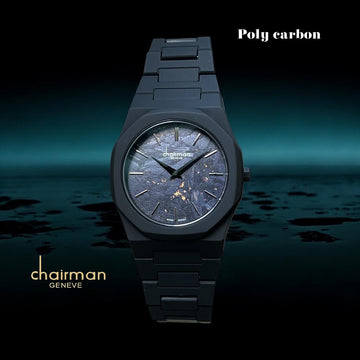 Chairman Geneve Poly Carbon Black Marble Dial Black Gents Watch