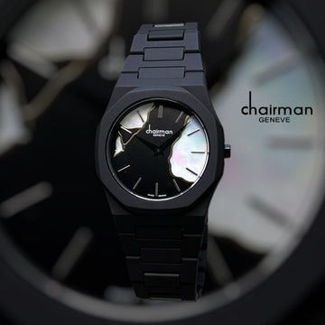 Chairman Geneve Swiss Design Black And White Dial Black Gents Watch