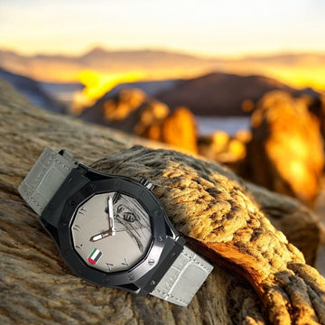 Chairman Geneve UAE Flag Sheik Arabic Grey Dial Grey Strap Gents Watch