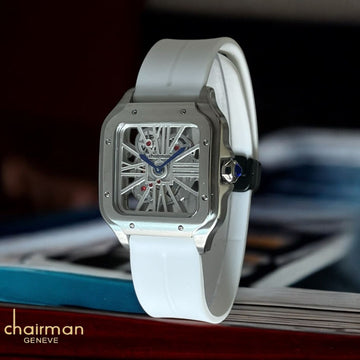 Chairman Geneve White Mechanical Dial White Strap Gents Watch