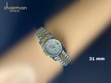 Dated Mixed Color Dial Silver Gold Strap Chairman Geneve Ladies Watch