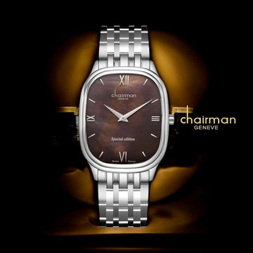 Special Edition Chairman Geneve Brown Roman Dial Silver Chain Gents Watch