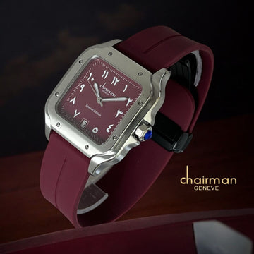 Special Edition Chairman Geneve Dated Arabic Maroon Dial Maroon Strap Ladies Watch