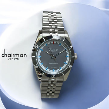 Special Edition Chairman Geneve Grey White Dial Silver Chain Gents Watch
