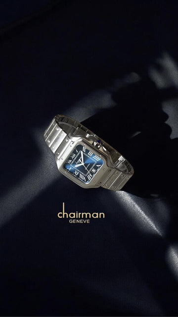 Special Edition Chairman Geneve Roman Blue Dated Dial Silver Chain Gents Watch