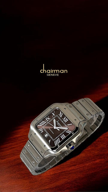 Special Edition Chairman Geneve Roman Brown Dated Dial Silver Chain Gents Watch