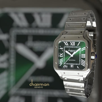 Special Edition Chairman Geneve Roman Green Dated Dial Silver Chain Gents Watch