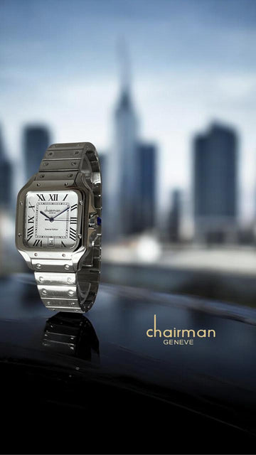 Special Edition Chairman Geneve Roman White Dated Dial Silver Chain Gents Watch