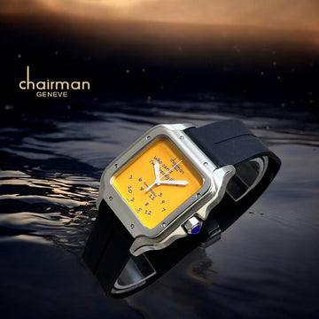 Special Edition Chairman Geneve Yellow Dial Black Strap Gents Watch