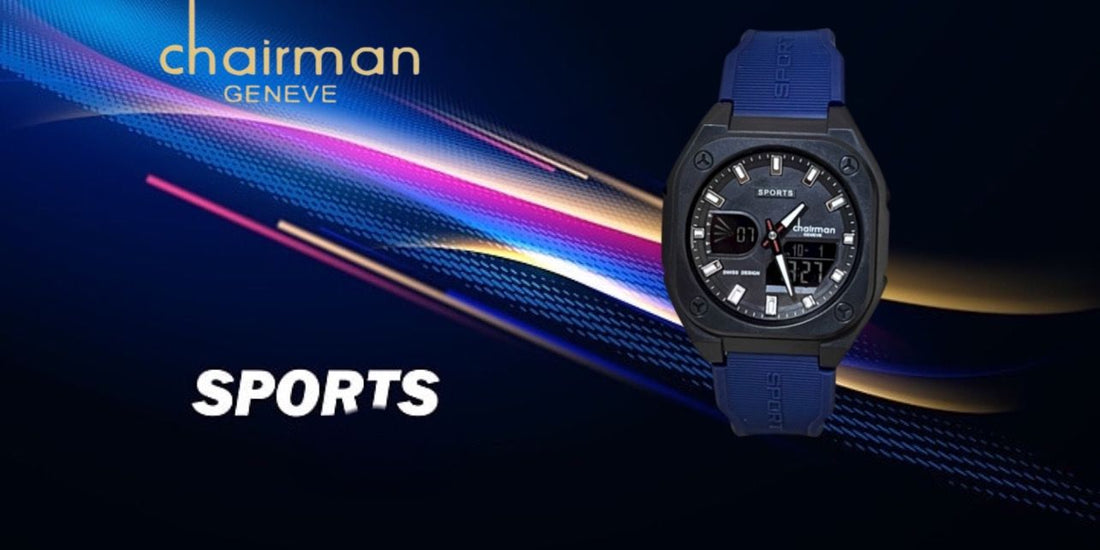 Sports Chairman Geneve Black Dial Blue Strap Gents Watch