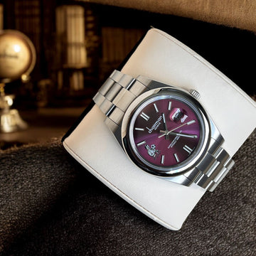 Superlative Chronometer Chairman Geneve Purple Dated Dial Silver Chain Gents Watch