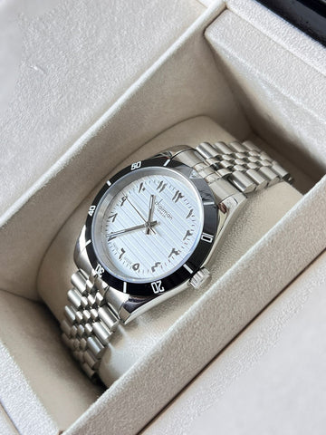 Swiss Design Chairman Geneve Arabic Grey Dial Silver Chain Gents Watch