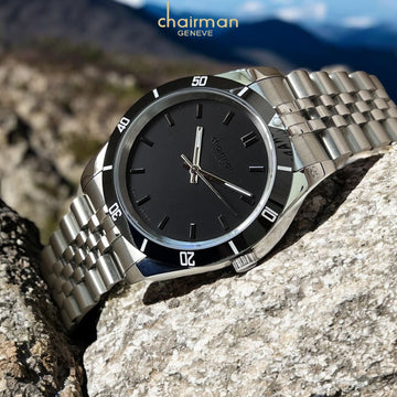 Swiss Design Chairman Geneve Black Dial Silver Chain Gents Watch