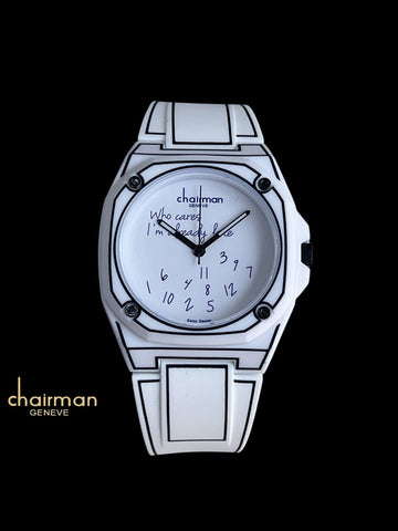 Swiss Design Chairman Geneve Black Letters White Poly Carbon Gents Watch