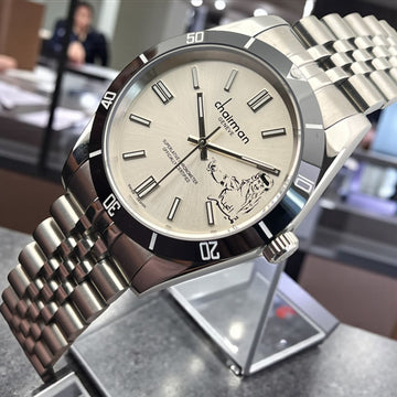 Swiss Design Chairman Geneve Sheik Photo Beige Dial Silver Chain Gents Watch