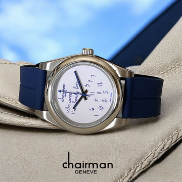 Swiss Design Chairman Geneve White Dial Blue Strap Gents Watch