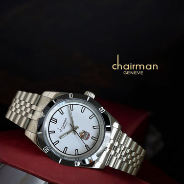 UAE Emblem Chairman Geneve White Dial Silver Chain Gents Watch