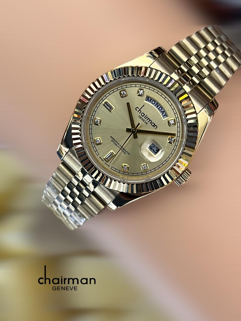 rolex Chairman Golden Chain Strap Watch