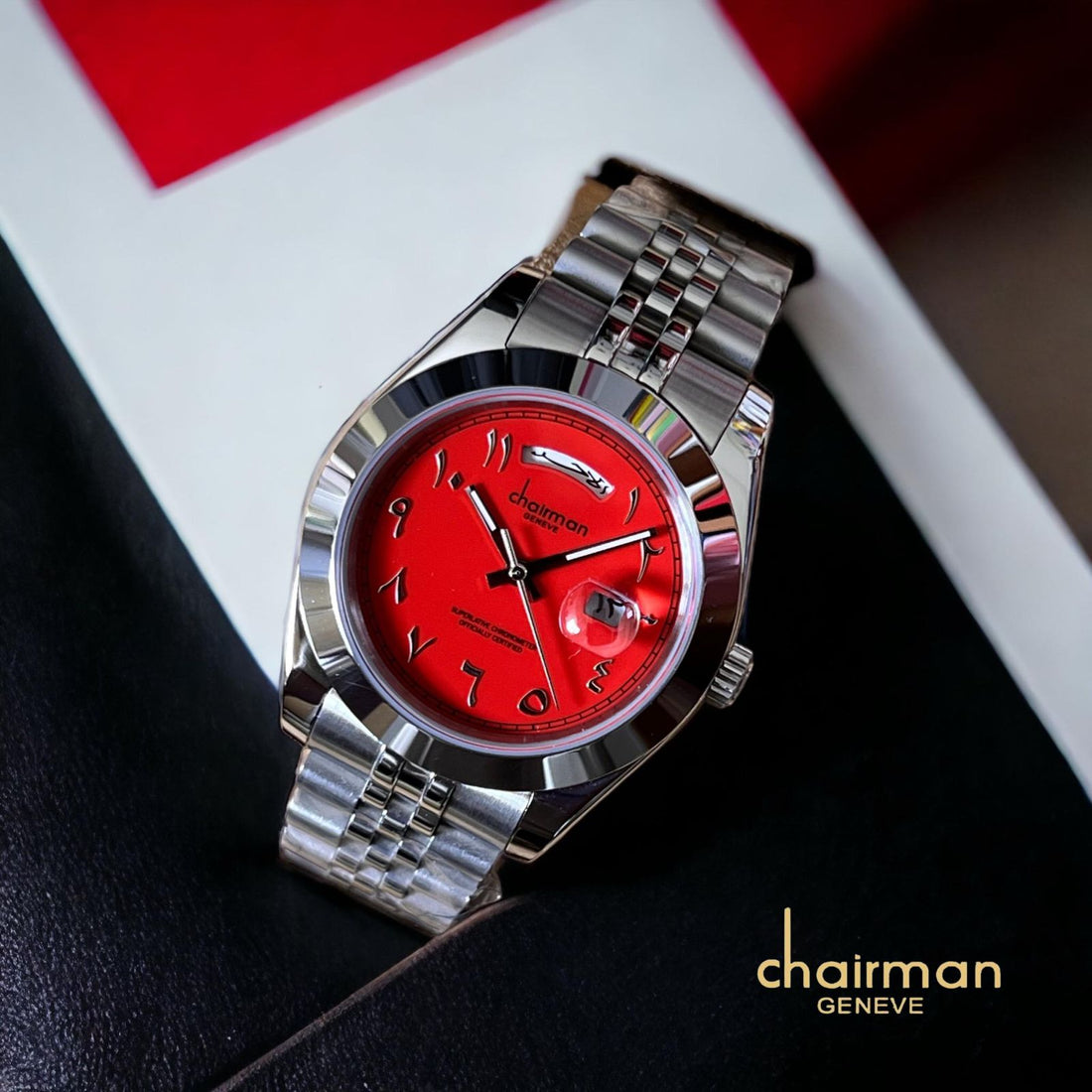 Arabic Red Dial Luxury Quartz Watch