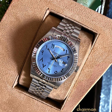 Baby Blue Arabic Dial Quartz Chairman Geneve Luxury Watch