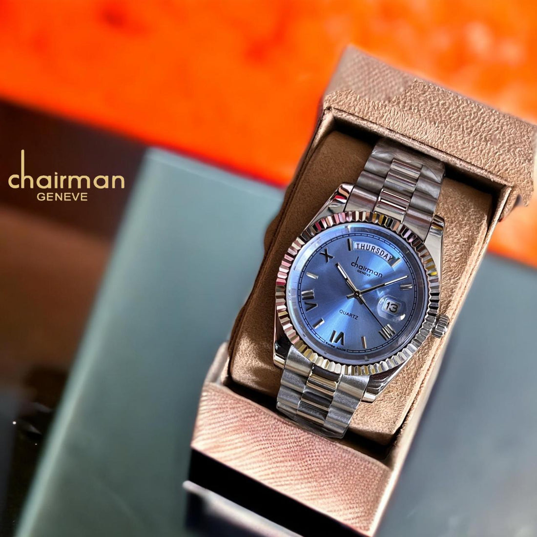Baby Blue Dial Quartz Chairman Geneve Luxury Watch