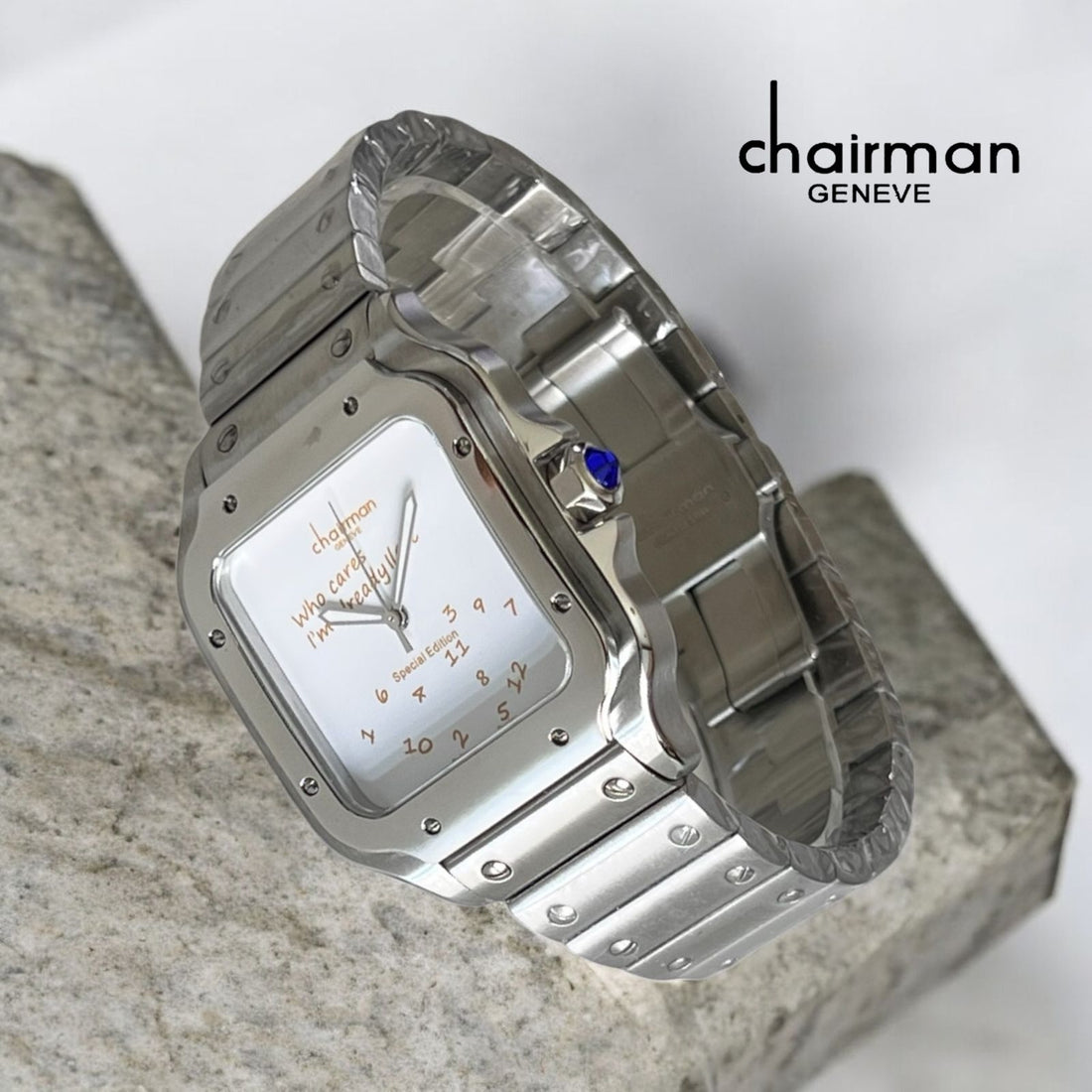Cartier Chairman Geneve White Dial Silver Chain Gents Watch