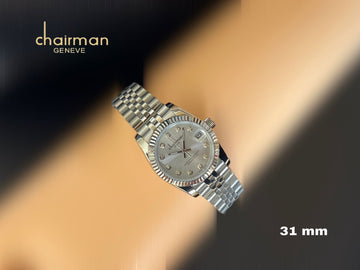 Chairman Geneve Grey Dial Dated Silver Strap Men's Watch