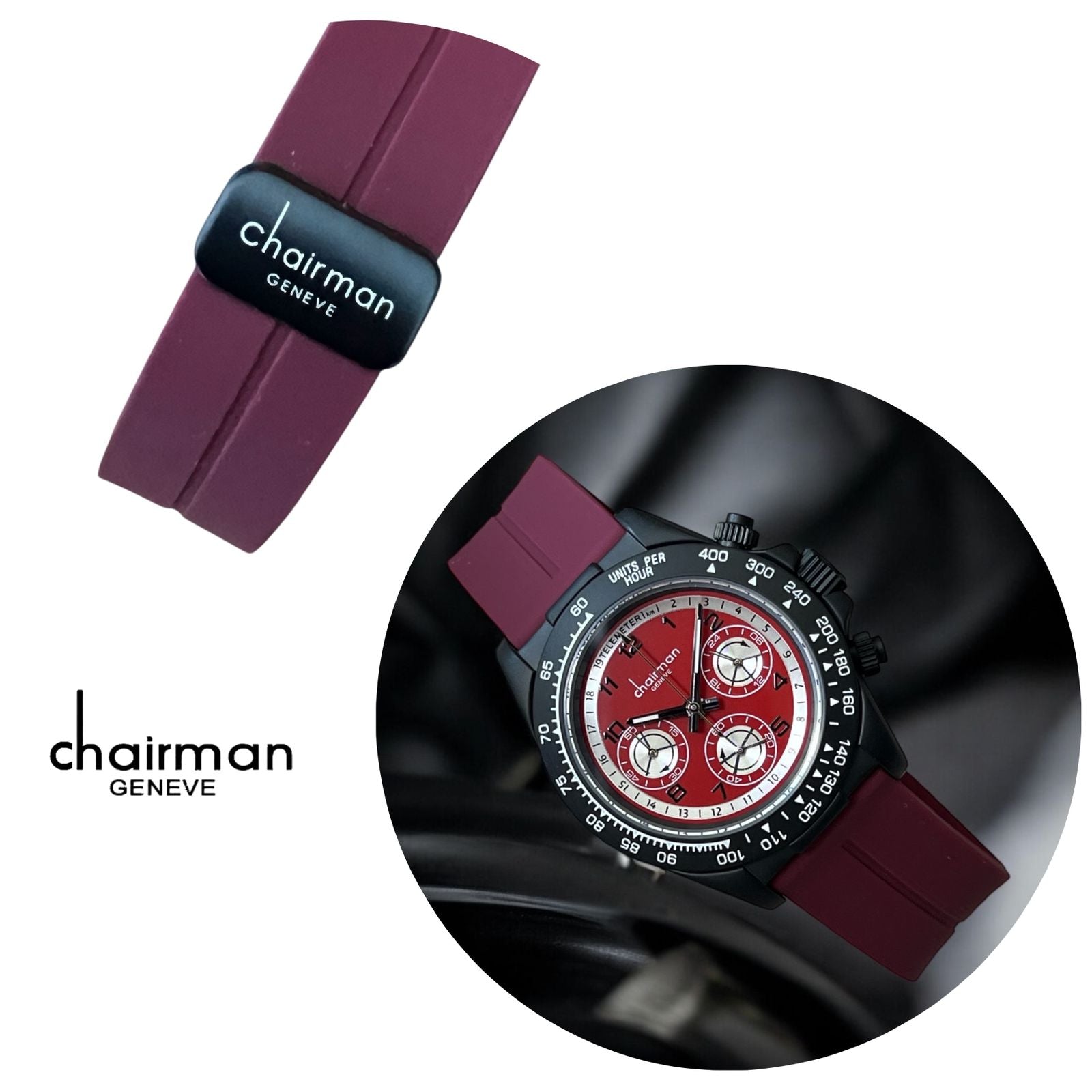 Chairman Geneve Maroon Dial Maroon Strap Unisex Watch
