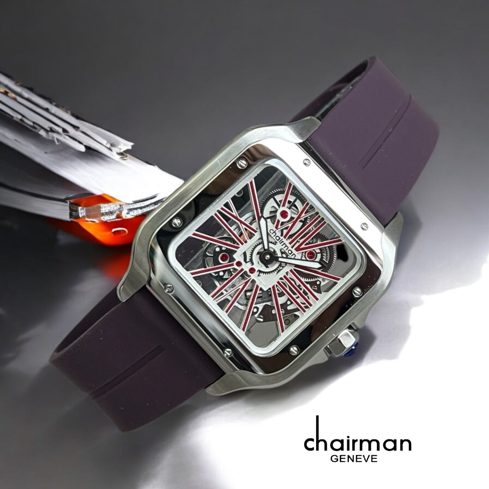 Chairman Geneve Mechanical Analog Purple Strap Gents Watch