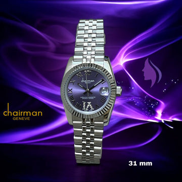 Chairman Geneve Roman Dated Blue Dial Silver Strap Gents Watch