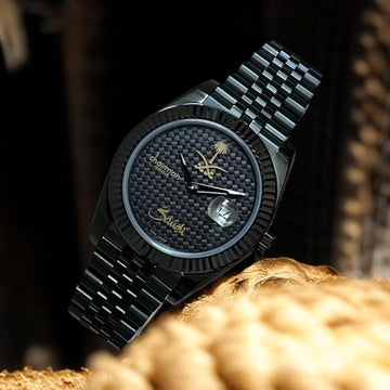 Chairman Geneve SAUDI Emblem Dated Black Gents Watch