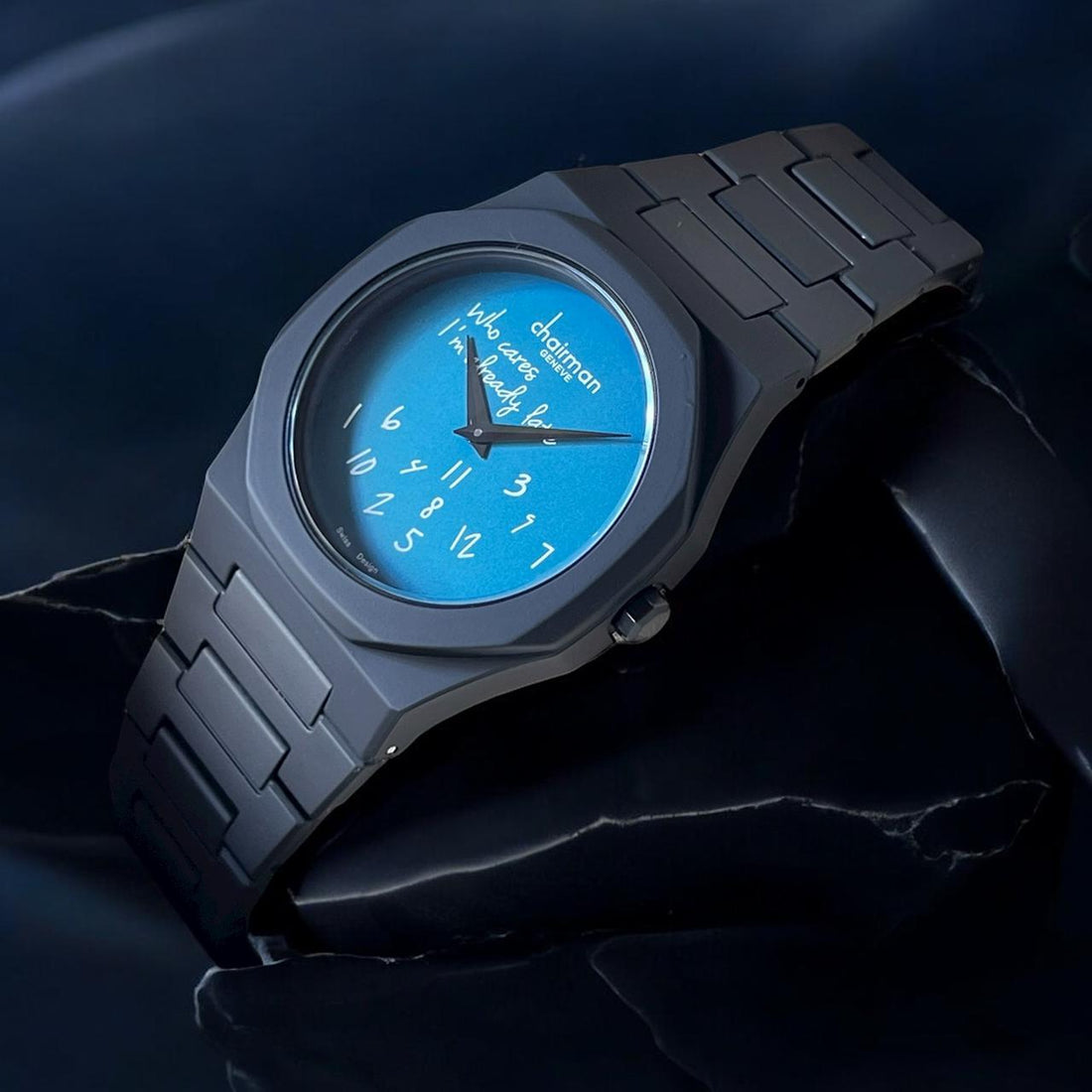 Chairman Geneve Sky Blue Dial Black Poly Carbon Gents Watch