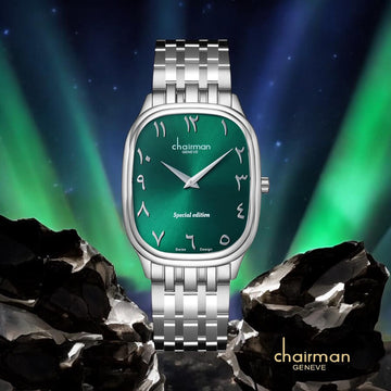 Chairman Geneve Special Edition Arabic Green Dial Silver Chain Gents Watch