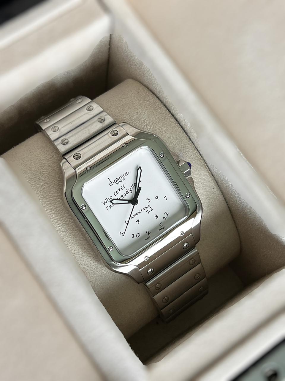 Chairman Geneve Special Edition White Dial Silver Chain Gents Watch
