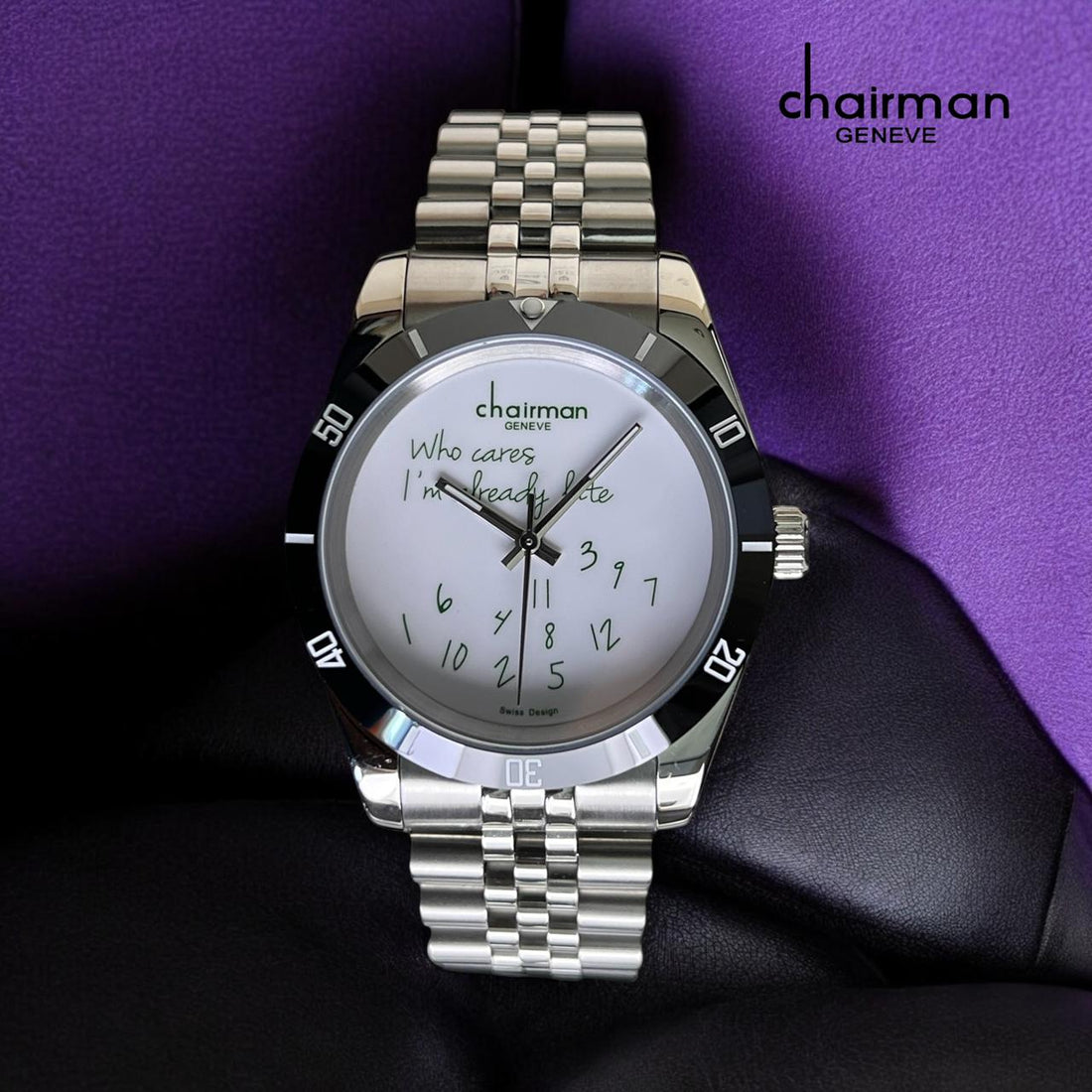 Chairman Geneve Swiss Design White Dial Silver Chain Gents Watch